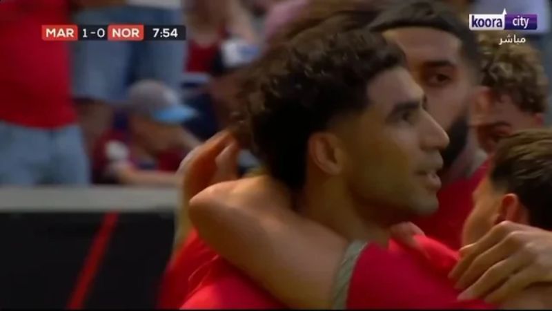 Brahim Díaz dứt điểm hiểm hóc mở tỷ số 1-0 cho Maroc ngay trước khi hiệp một khép lại.